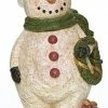 Roman 13" White And Red Glittered Plumpy Christmas Snowman Figure With Wreath Tabletop