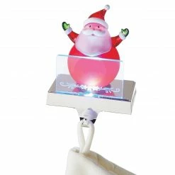 Midwest 6.75" Red And White LED Lighted Color Changing Frosted Santa Claus Christmas Stocking Holder Foralization