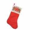 Northlight 19" Traditional Red And White Mistletoe Bow Cuff Christmas Stocking
