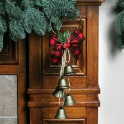Kurt Adler 12” Rustic Bow With Golden Jingle Bells Christmas Door Hanger -Northlight Shop ksaj8197a 71522.1665346764