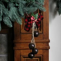 Kurt Adler 12" Rustic Bow With Round Bells Christmas Door Hanger -Northlight Shop ksaj8197b 83626.1665610744