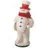 Midwest 13" White And Red Snowman Holding Wreath Christmas Figurine
