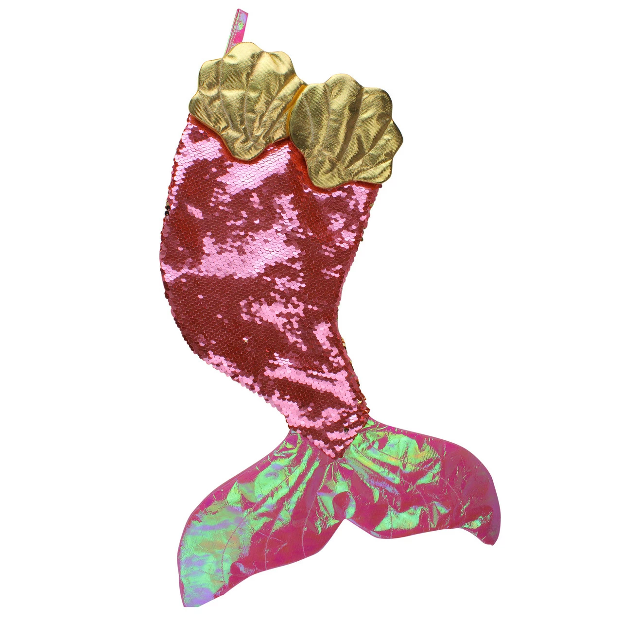 Northlight 24" Pink And Gold Sequined Iridescent Mermaid Christmas Stocking 1 Northlight 24" Pink And Gold Sequined Iridescent Mermaid Christmas Stocking