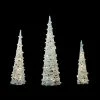 Northlight Set Of 3 LED Lighted White Glittered Cone Tree Christmas Decoration 39.25"