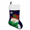 Northlight 20" Dark Blue Embroidered Velveteen Snowman Christmas Stocking With White Cuff