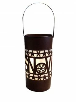 Sterling International Inc 15" Brown Shimmering LED Lighted "Snow" Battery Operated Christmas Lantern
