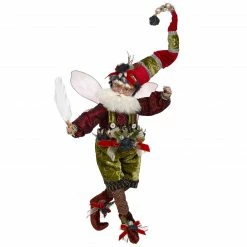 Mark Roberts Coal Stocking Christmas Fairy Green And Red, Medium 15" #51-05852