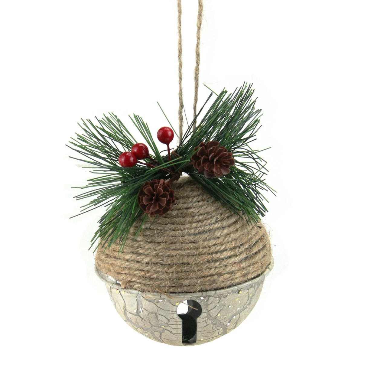 Northlight 5" Green Rustic Pine Cone And Holly Berry Jingle Bell Christmas Ornament 1 Northlight 5" Green Rustic Pine Cone And Holly Berry Jingle Bell Christmas Ornament