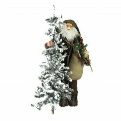 Northlight 48" Santa Claus With Artificial Flocked Alpine Tree Christmas Figure