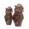 Melrose Set Of 2 Brown Pine Cone Owl Wearing Santa Hat Christmas Figure 14.5"