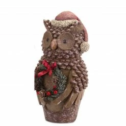 Melrose Set Of 2 Brown Pine Cone Owl Wearing Santa Hat Christmas Figure 14.5" -Northlight Shop melrose 53416 3 52994.1599786792