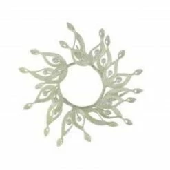 Melrose 9" White Glittered Christmas Pillar Candle Holder Ring -Northlight Shop melrose 57225 3 89540.1664121687