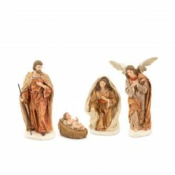 Melrose 4 Piece Ivory And Brown Christmas Nativity Set Figurines 11.5"