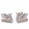 Diva At Home Set Of 2 Silver Reindeer Sleigh Christmas Tea Light Candle Holders 4.5"
