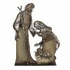 Melrose 17" Rustic Metal Holy Family Nativity Scene With A Burlap Design Christmas Table Top Decoration