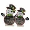 Melrose Set Of 2 Black And White Standing Snowmen Christmas Tabletop Figurines 18.5"