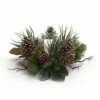 Melrose 24" Green And Brown Frosted Pinecone Christmas Candle Holder