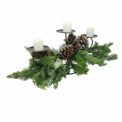 Melrose 28" Green And Black Pine Needle Cones Christmas Candle Holder -Northlight Shop melrose 68248 03 84115.1600391940