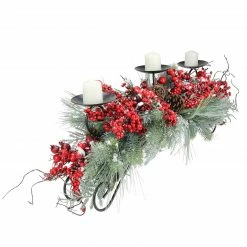 Melrose 30" Red Frosted Berry And Pine Needle Christmas Candle Holder 5 Melrose 30" Red Frosted Berry And Pine Needle Christmas Candle Holder -Northlight Shop melrose 69406 03 71561.1600391939