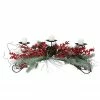 Melrose 30" Red Frosted Berry And Pine Needle Christmas Candle Holder