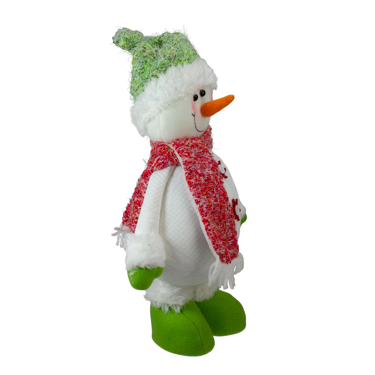 Melrose 17" White And Green Standing Snowman Christmas Tabletop Figure 2 Melrose 17" White And Green Standing Snowman Christmas Tabletop Figure - Image 2