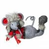 Melrose 15" Gray And Red Relaxing Mouse Christmas Tabletop Figure