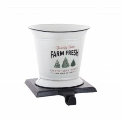 Melrose 7.25" White And Black Bucket Stocking Holder Christmas Decoration