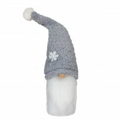 MeraVic 28" White And Gray Gnome With A Sherpa Snowflake Bendable Winter Hat