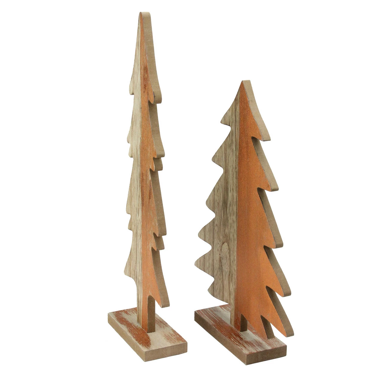 Midwest Set Of 2 Gray And Brown Wood Trees With Metallic Paint Christmas Figurine 14" 2 Midwest Set Of 2 Gray And Brown Wood Trees With Metallic Paint Christmas Figurine 14" - Image 2