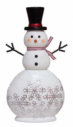 Diva At Home 20" White And Black Glittered Snowman Adorned With Snowflakes Christmas Tabletop Decor