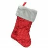Northlight 18" Red And White Sequined Traditional Christmas Stocking