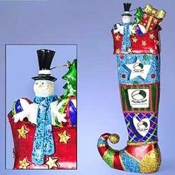 Pacific Rim 9" Red And Blue Sparkle Bright Stocking Frame Christmas Ornament