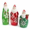 Melrose Set Of 3 Santa Claus In Glittered Snowflake Suit Christmas Figurines 24.25"