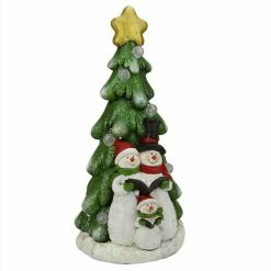 Napco 19.5" Pre-Lit Red And Green LED Snowmen Christmas Figurine