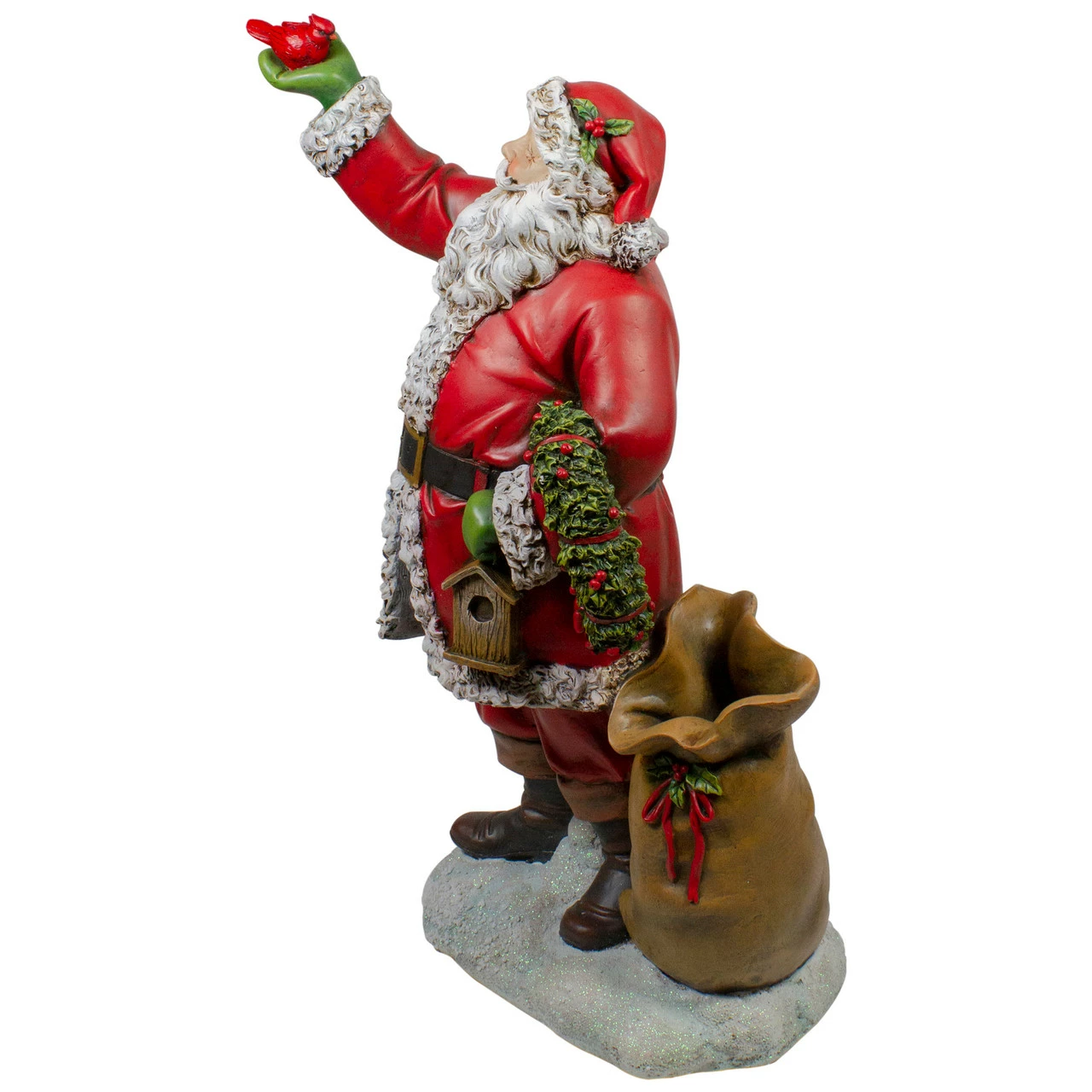 Napco 31" Santa Claus Holding Red Cardinal And Wreath Christmas Figurine 3 Napco 31" Santa Claus Holding Red Cardinal And Wreath Christmas Figurine - Image 3