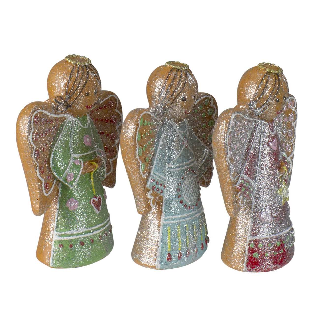 Northlight Set Of 3 Glitter Dusted Gingerbread Christmas Angels 6" 2 Northlight Set Of 3 Glitter Dusted Gingerbread Christmas Angels 6" - Image 2