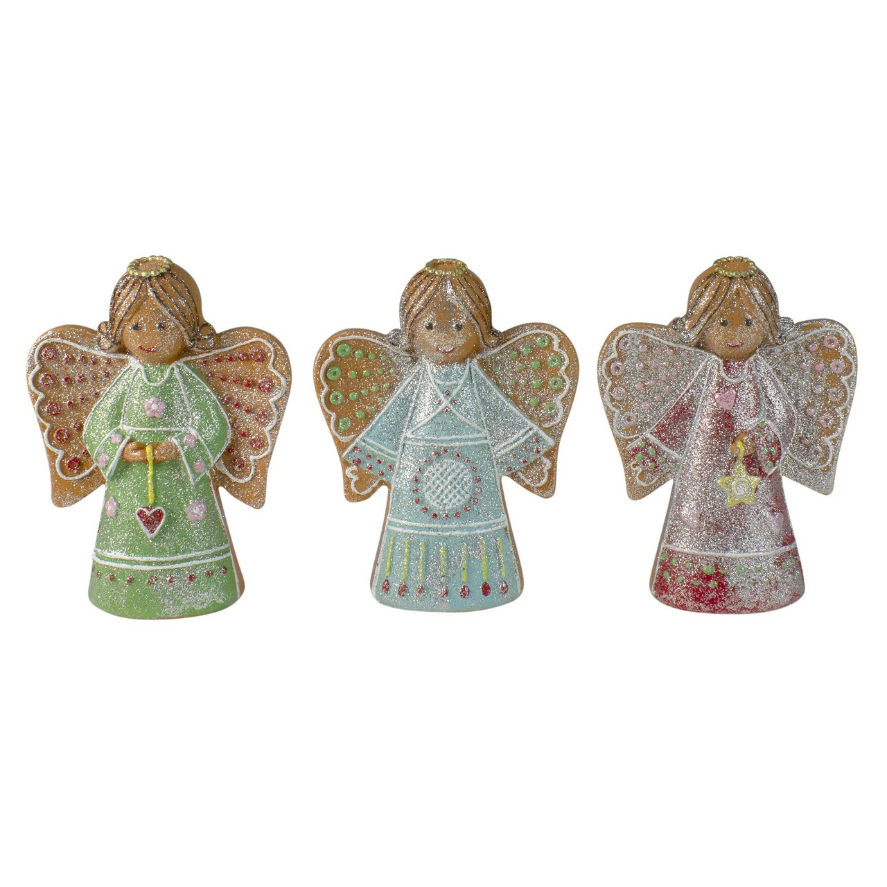 Northlight Set Of 3 Glitter Dusted Gingerbread Christmas Angels 6" 1 Northlight Set Of 3 Glitter Dusted Gingerbread Christmas Angels 6"