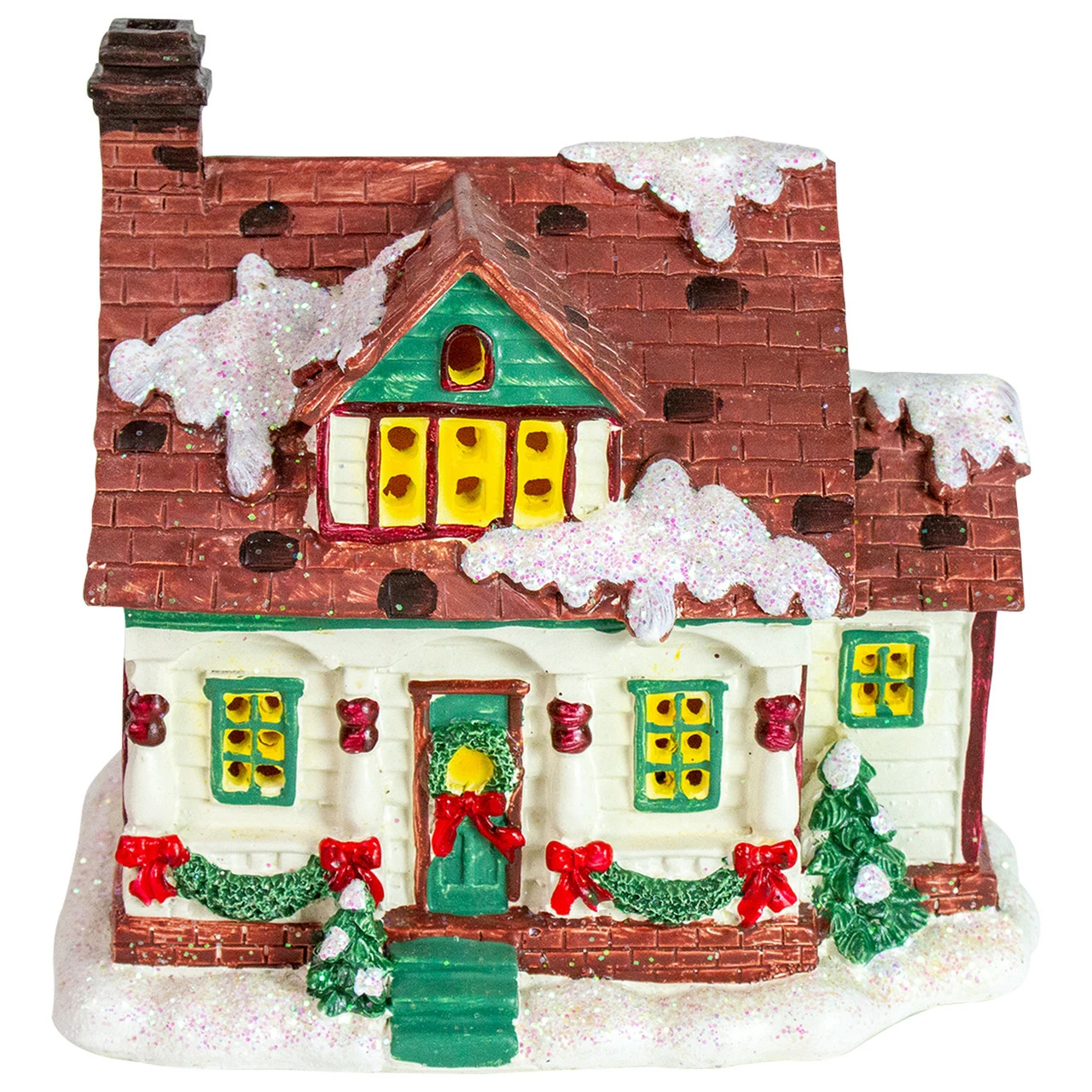 Northlight 6.5" White LED Lighted Cottage House Christmas Village Decoration 1 Northlight 6.5" White LED Lighted Cottage House Christmas Village Decoration