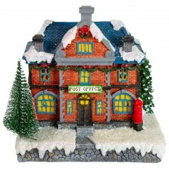 Northlight 7" Red LED Lighted Post Office Christmas Village Decoration