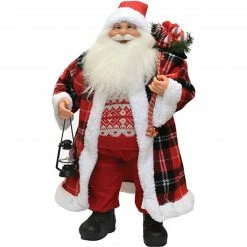 Northlight 24" Red And White Santa Claus With Lantern And Gift Bag Christmas Figure -Northlight Shop northlight20e86165 02 37272.1599786794