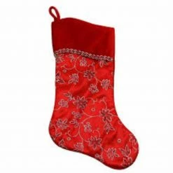 Northlight 20.5" Red And Silver Glittered Floral Shadow Cuffed Christmas Stocking -Northlight Shop northlight20l35393 03 65629.1599786792