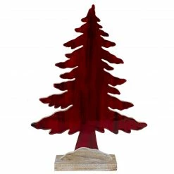 Northlight 10.5" Red And White Stained Forest Tree Christmas Tabletop Decor