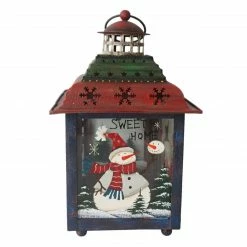 Northlight Green, Red And Blue Snowman Christmas Candle Lantern 11" -Northlight Shop northlight20lk27670 1 78641.1588396510