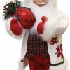 Northlight 25" White And Red Santa With Sack Of Pine Christmas Figurine