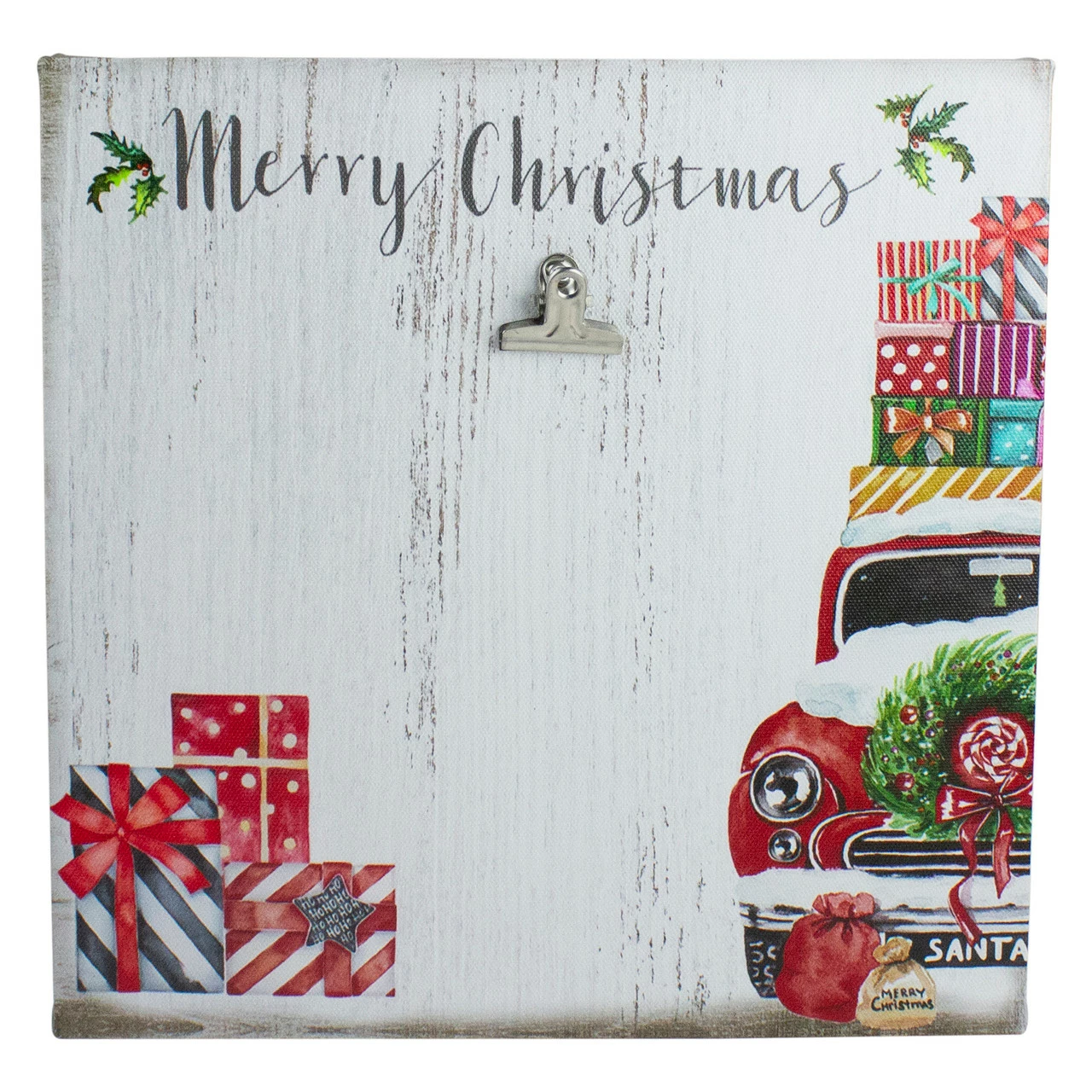 Northlight 10" Car And Gifts Merry Christmas Canvas Wall Art With Photo Clip 1 Northlight 10" Car And Gifts Merry Christmas Canvas Wall Art With Photo Clip