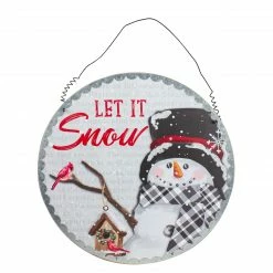 Northlight 13.5" Snowman With Birdhouse Let It Snow Christmas Wall Decor