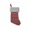 Northlight 19" Red And White Hearts With Snowflakes Knit Christmas Stocking Faux Fur Cuff