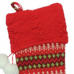 Northlight 19" Red And Green Sweater Knit Christmas Stocking With Pom Poms -Northlight Shop northlight530126go 95384.1636632936