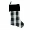 Northlight 20" White And Black Buffalo Plaid Christmas Stocking With Velvet Cuff