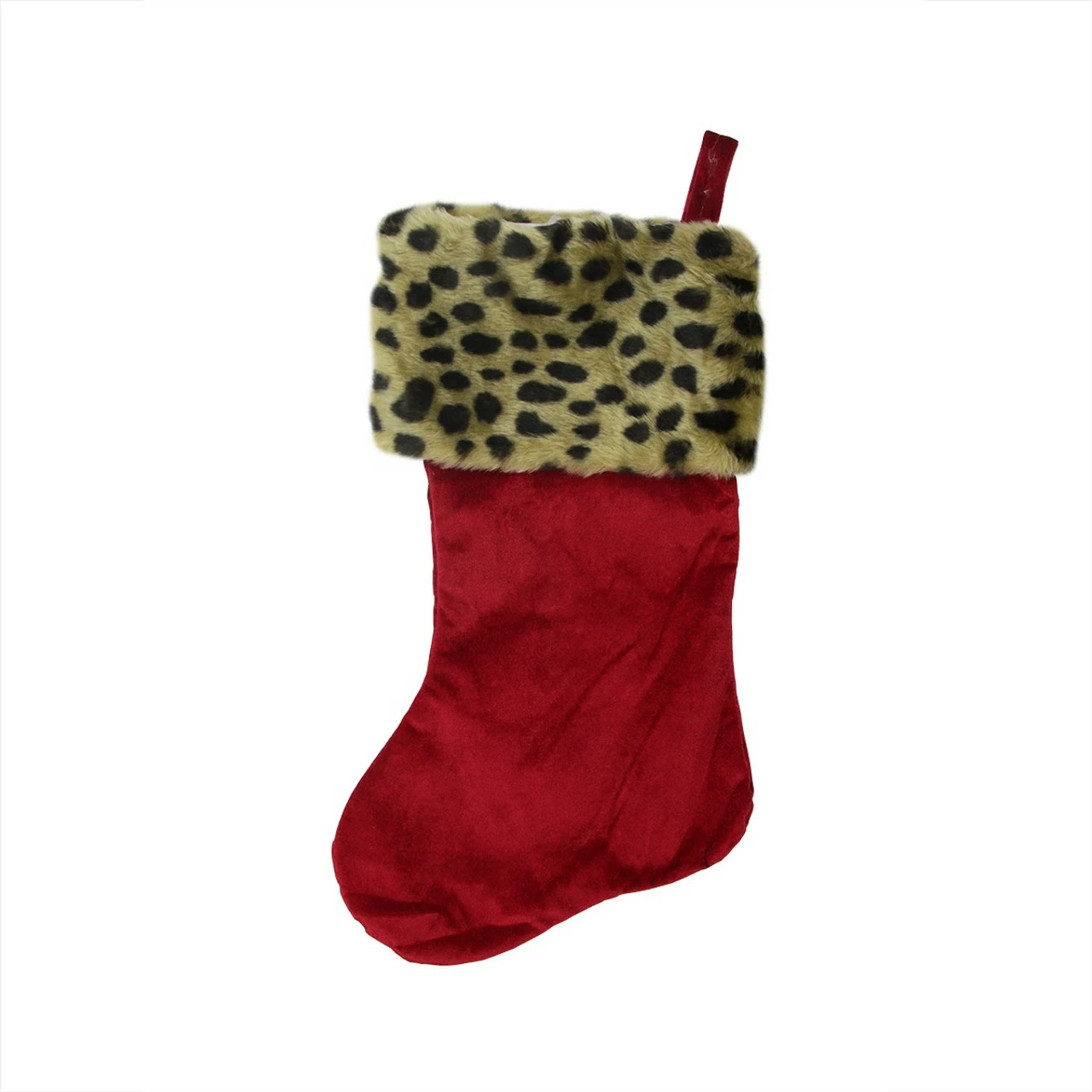 Northlight 20" Red And Black Leopard Cuff Christmas Stocking 3 Northlight 20" Red And Black Leopard Cuff Christmas Stocking - Image 3